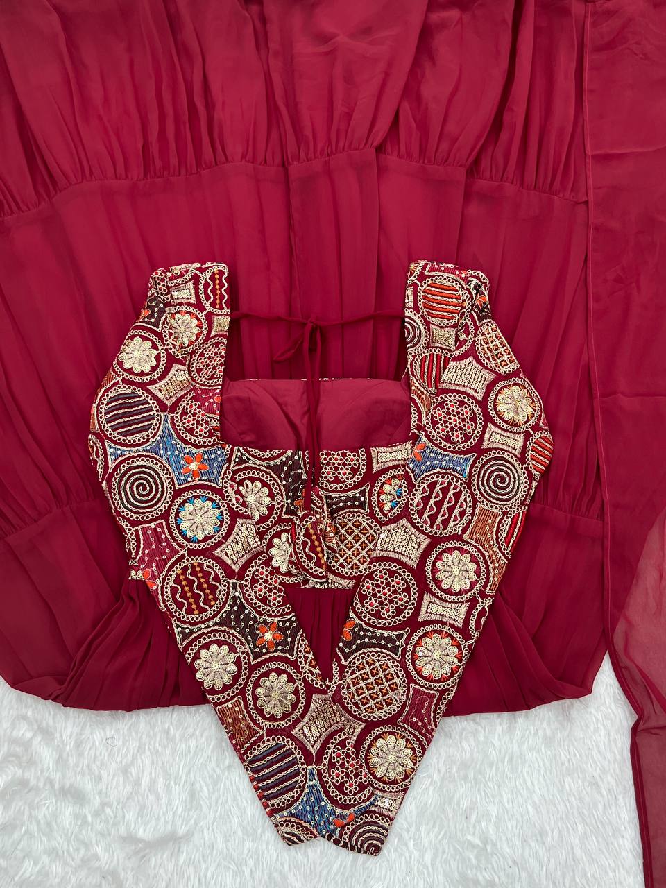 Pure Soft Georgette Ruffle Style Heavy Flair Anarkali Suit Set