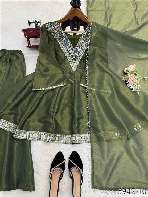 Instagram's Most Viral Super Hit Kediya Style Real Mirror Work Palazzo Set