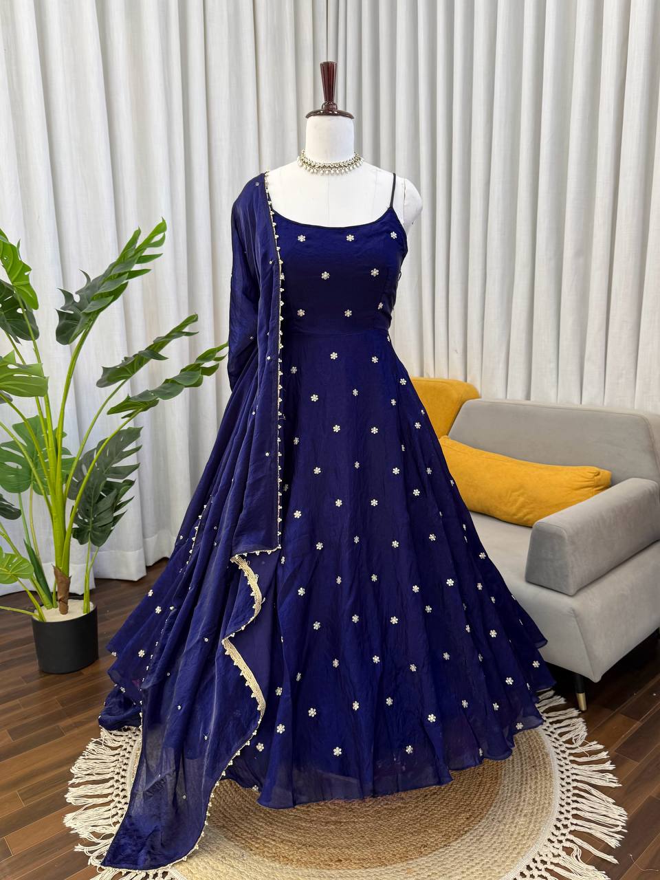 Step into effortless charm with our exclusive 3-piece royal anarkali set