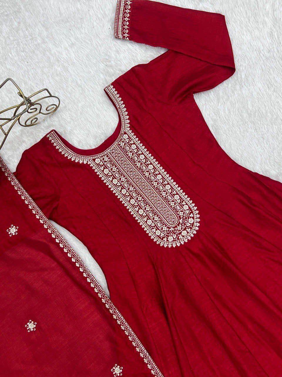 Premium Quality Vichitra Silk Anarkali Suit Set