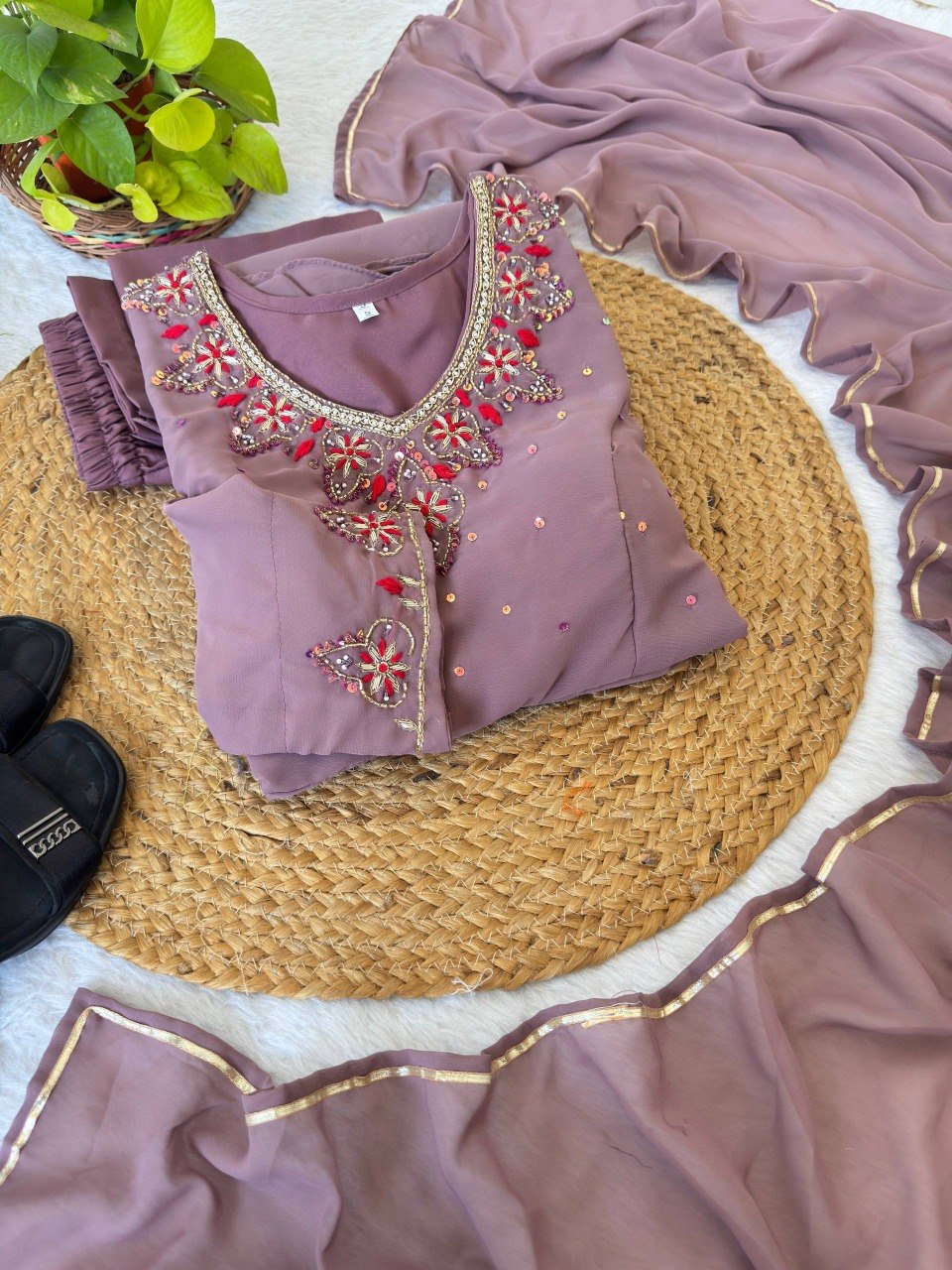 Party Wear Heavy Handwork Gown bottom & Dupatta