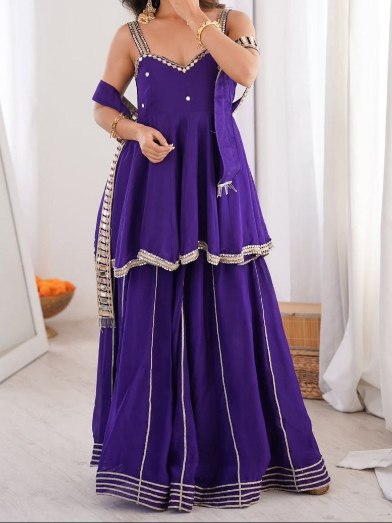 Party Wear Original Miror Work Palazzo Set With Designer Dupatta