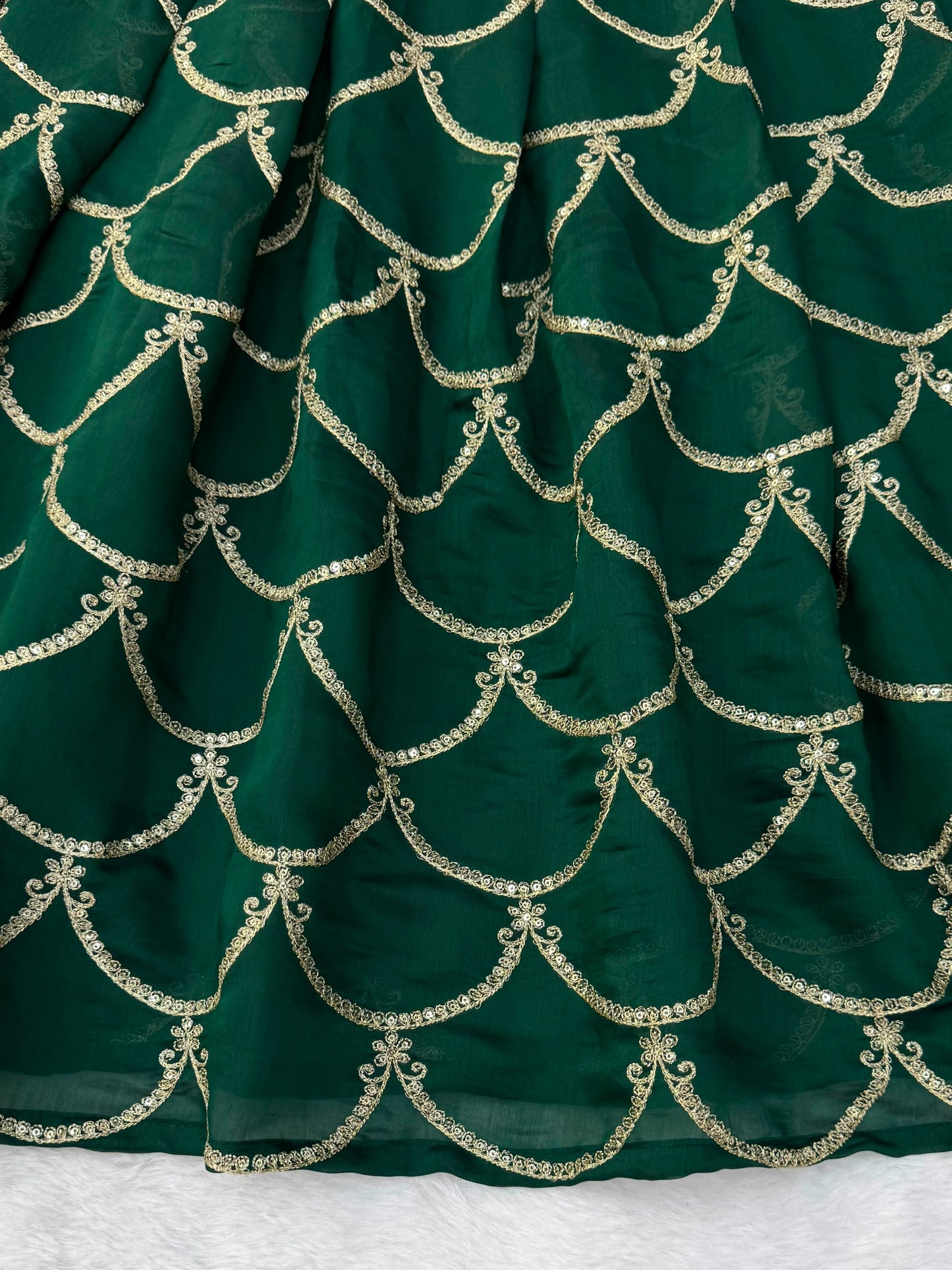 Mul Chanderi Anarkali with Thread & Sequence Work with lace piping border work