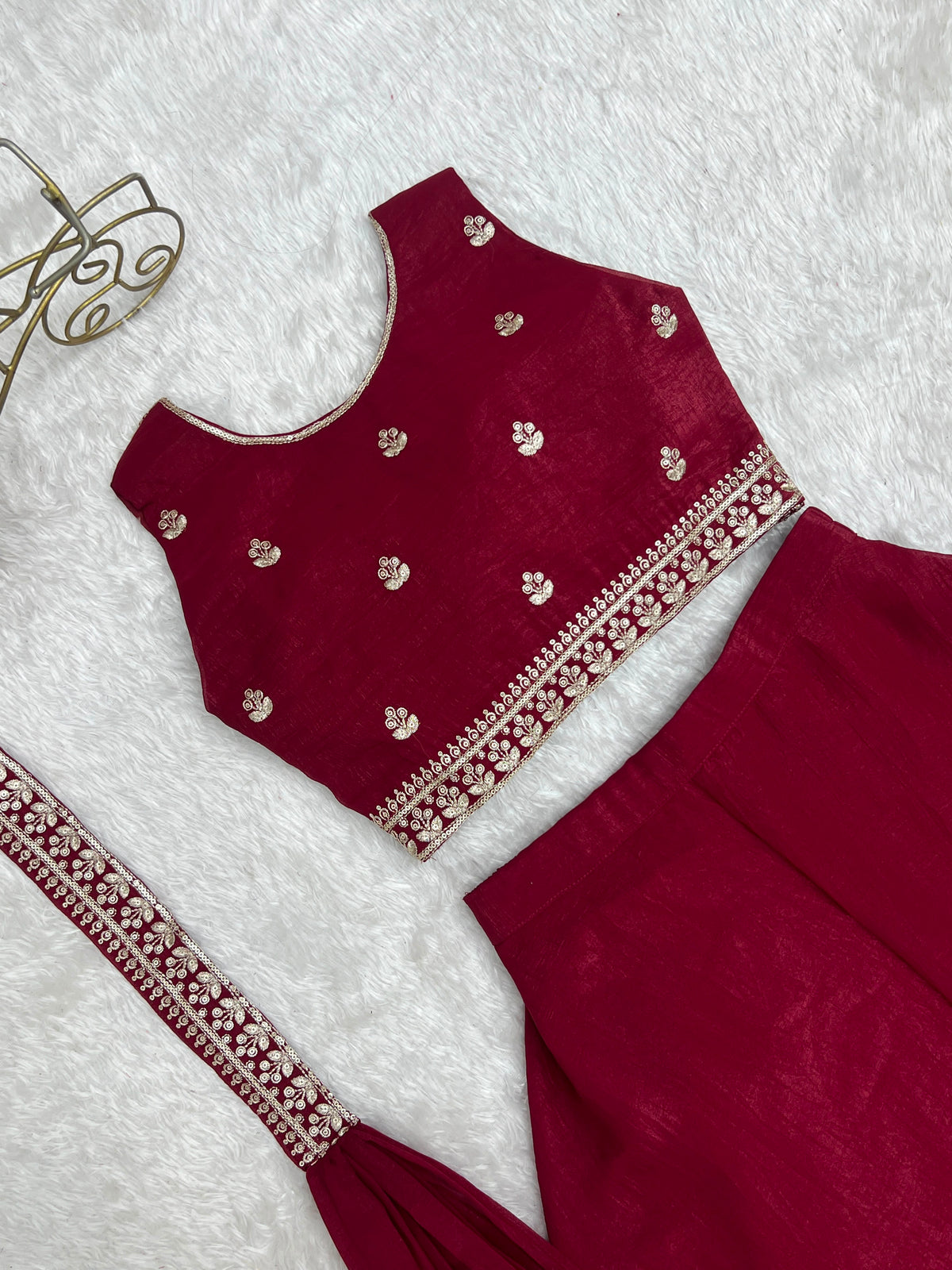 Designer Indo-western Thread & Embroidery Work Palazzo Set