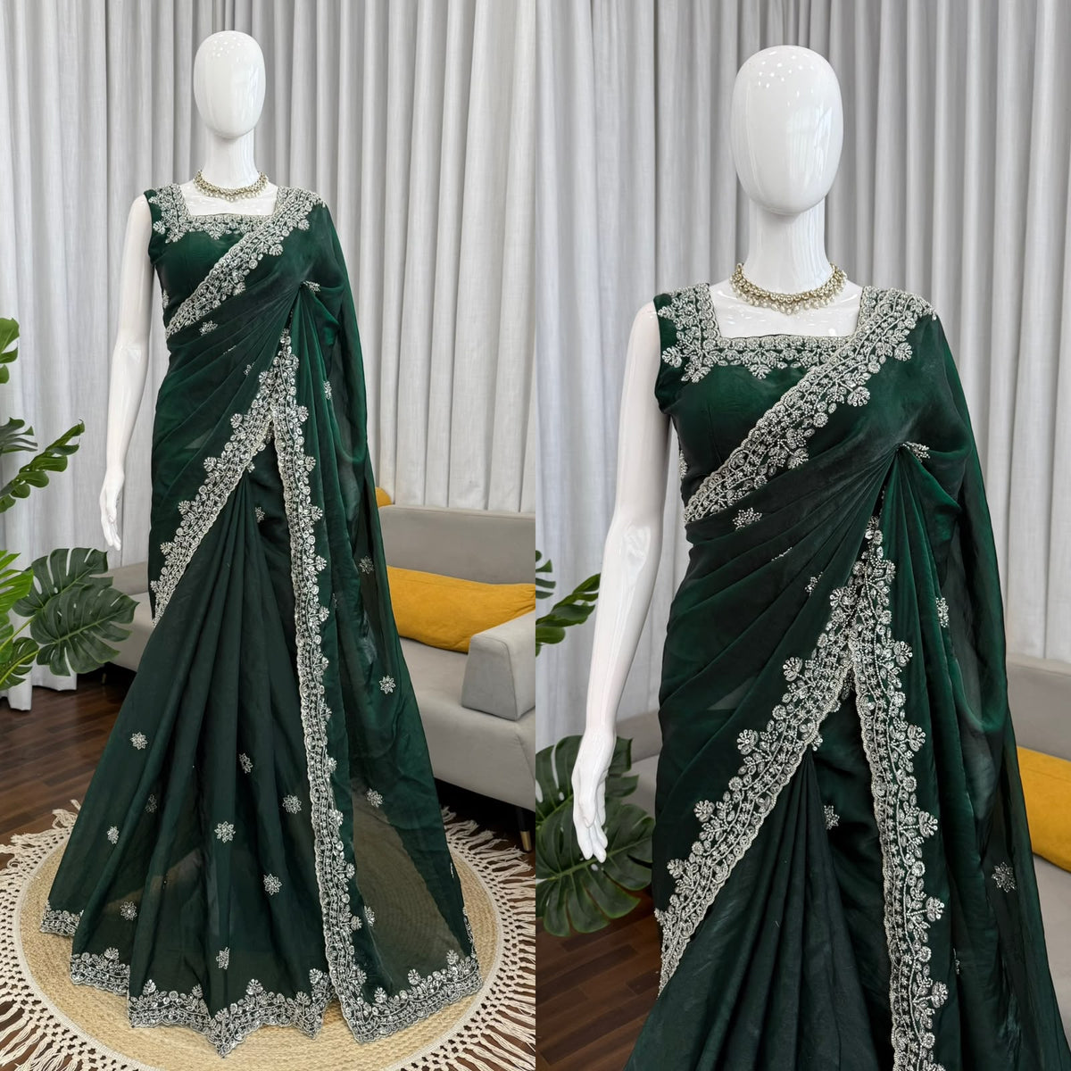Wedding Special Designer Saree With Front & Back Handwork Blouse