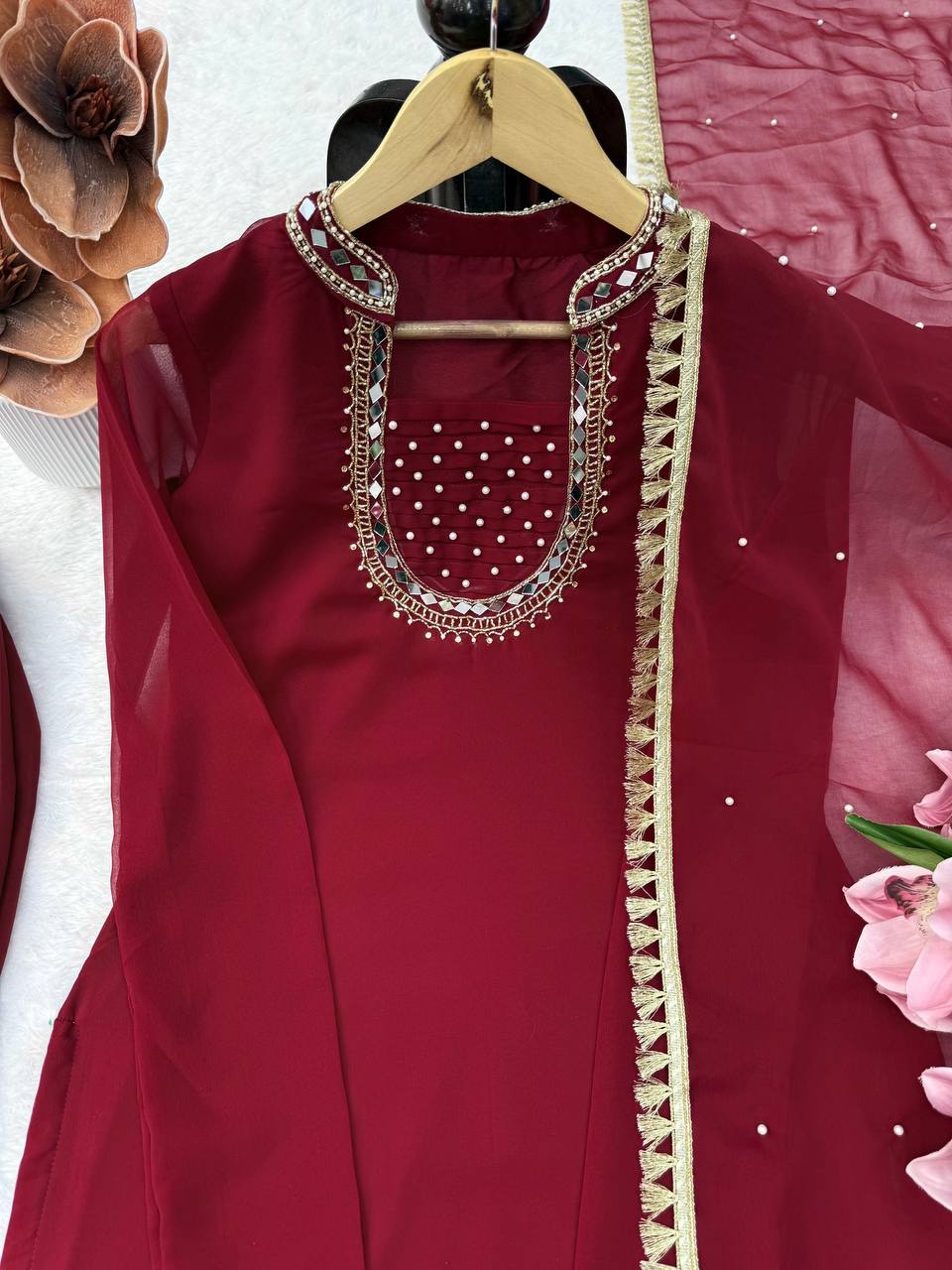 Premium Handwork With Real Mirror Work Designer Palazzo Set