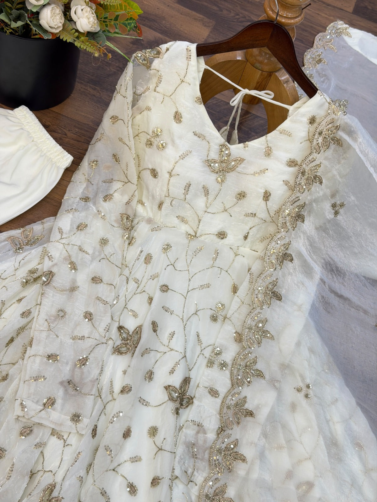 Exclusive Trending Designer Gown with Heavy sequence embroidery work Dupatta