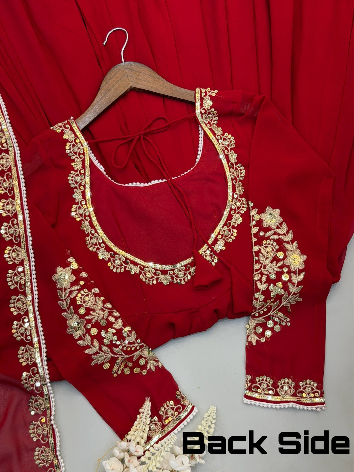 Premium Maroon Anarkali Suit Set With Embroidery Sequence & Moti Work