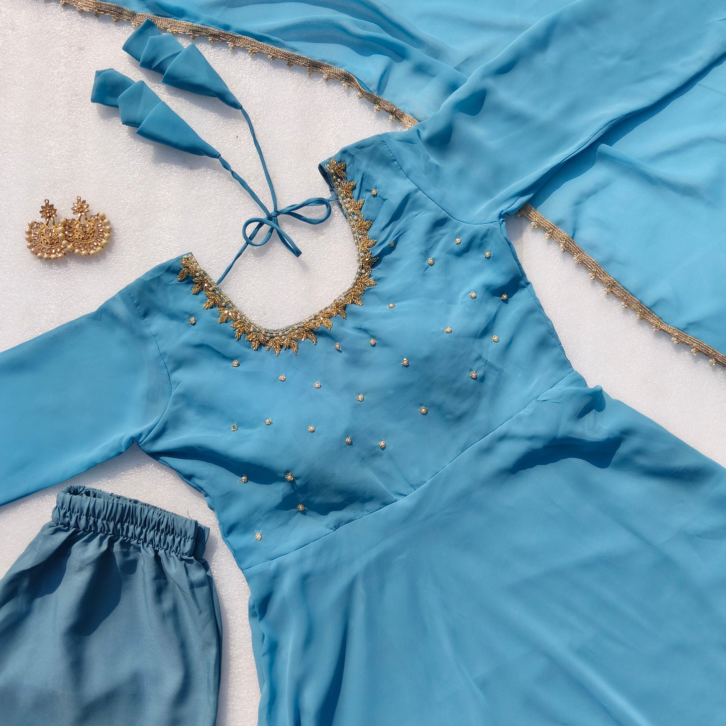 Presenting Party Wear Designer handwork Anarkali Suit Set