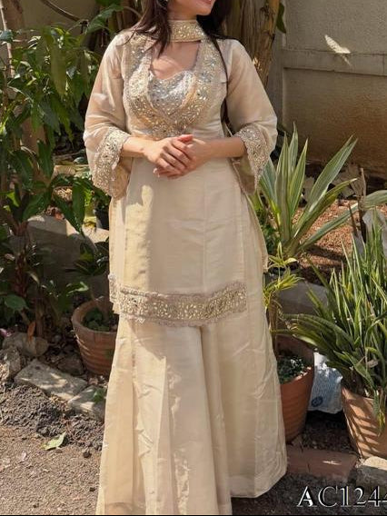 Soft Chinon Original Mirror Work & Real Moti Work Palazzo Set