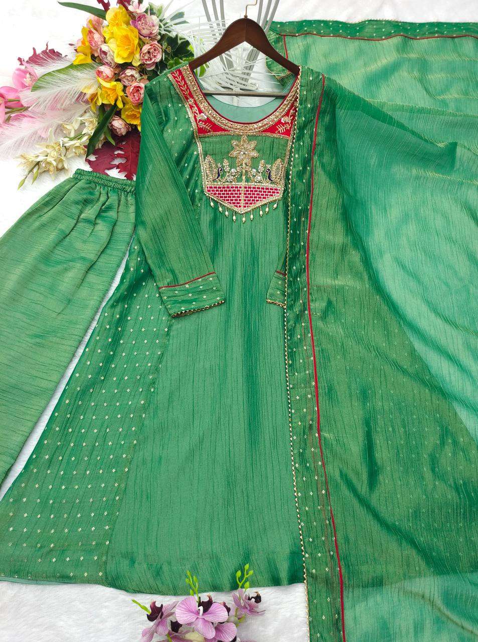 Silk Sequence Embroidery Designer Festive Wear Ladies Suit