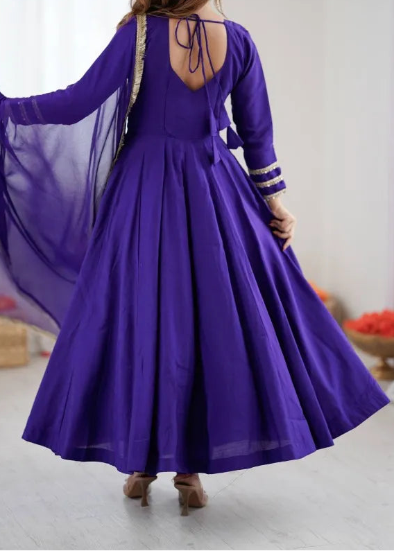 Designer Party Wear Roman Silk Anarkali Suit Set