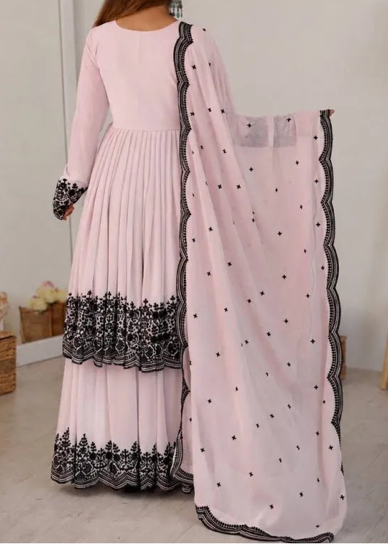 Premium Faux Georgette Embroidery Thread Detailing Sharara Set