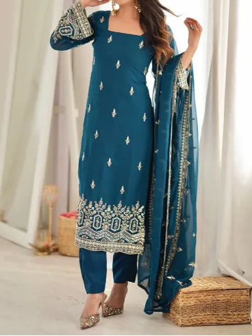 Premium Quality Heavy Beads And Sequence Work Detailing Designer Suit