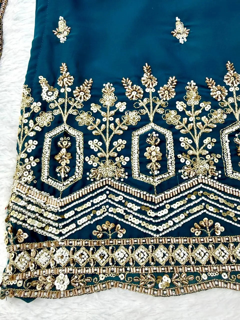 Premium Quality Heavy Beads And Sequence Work Detailing Designer Suit