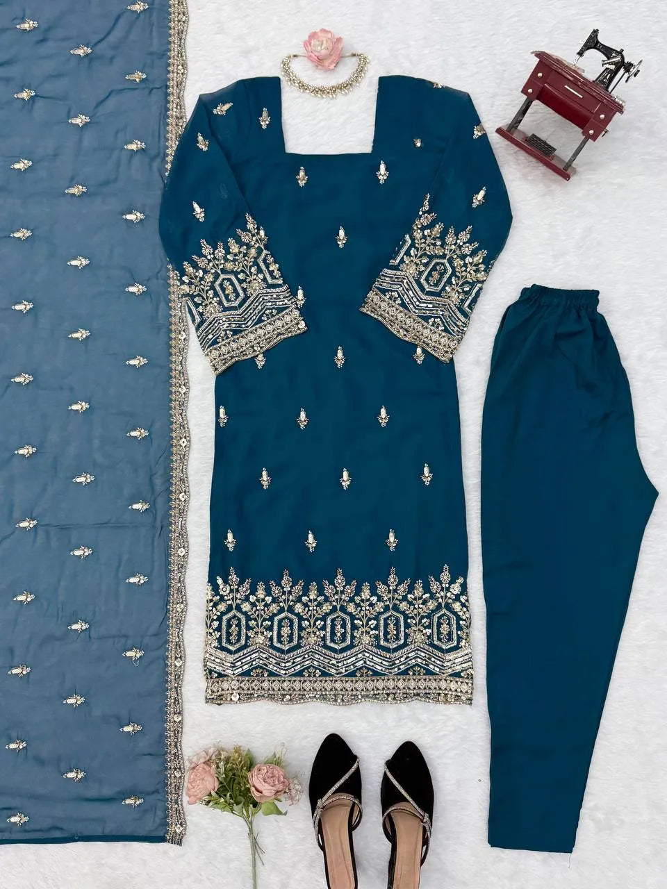Premium Quality Heavy Beads And Sequence Work Detailing Designer Suit