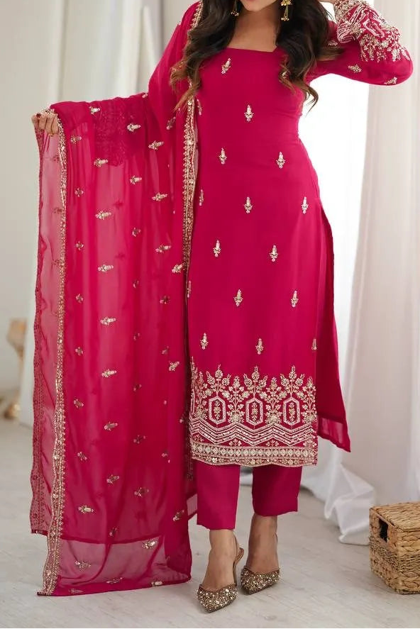 Premium Quality Heavy Beads And Sequence Work Detailing Designer Suit