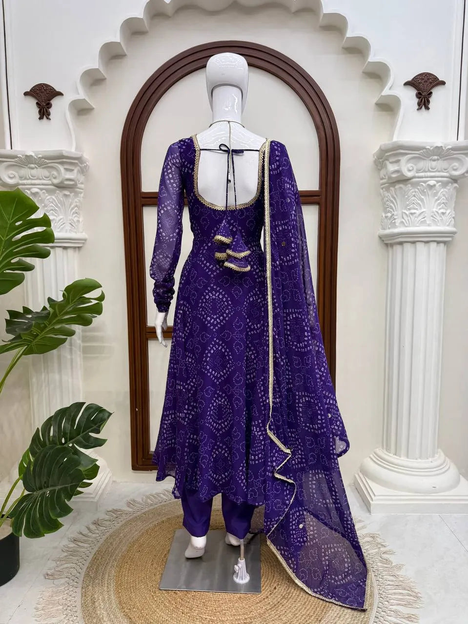 Designer Bandhni Digital Print Faux Georgette Anarkali Suit Set