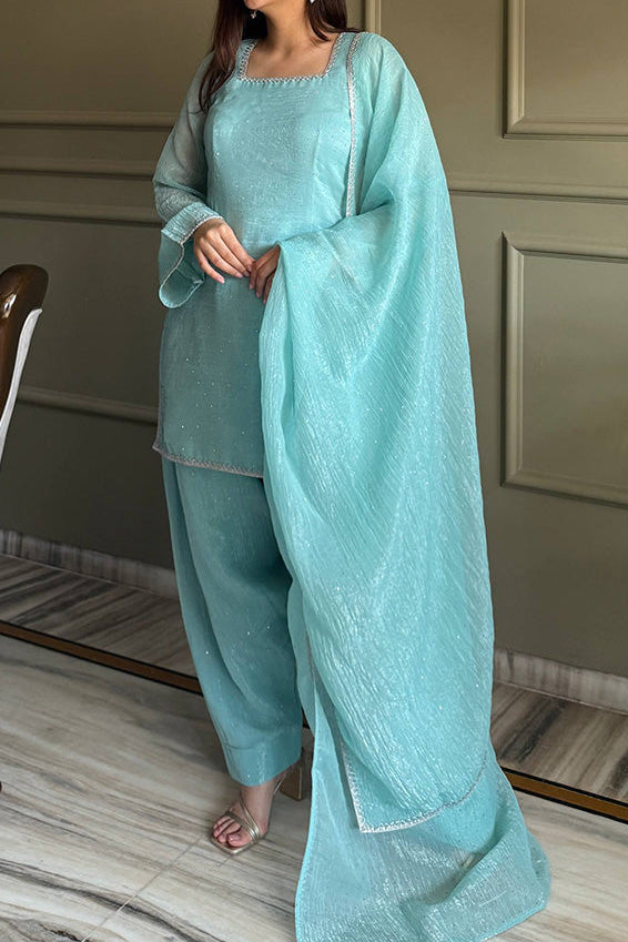 Farshi Salwar Suit Crunchy Silk Fabric With Siroski Work