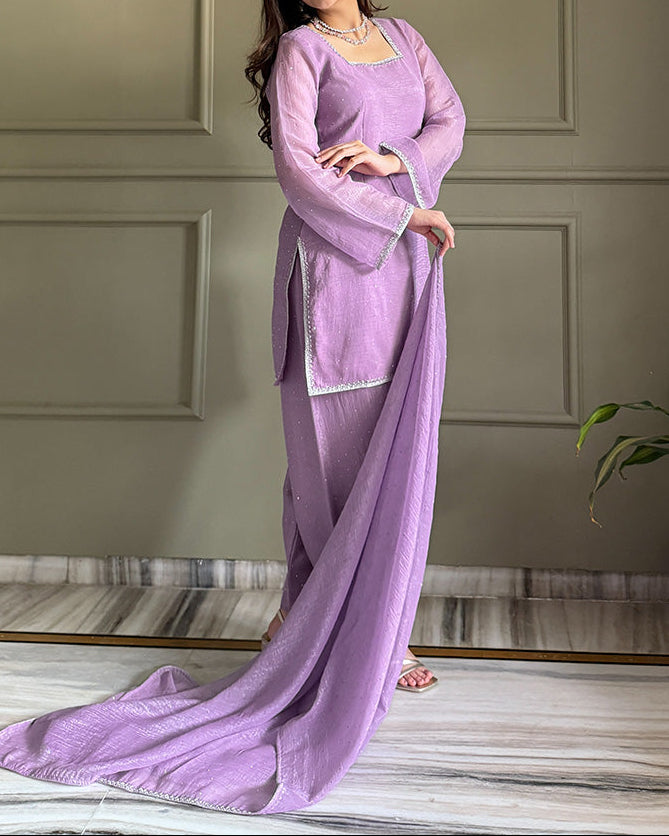 Farshi Salwar Suit Crunchy Silk Fabric With Siroski Work