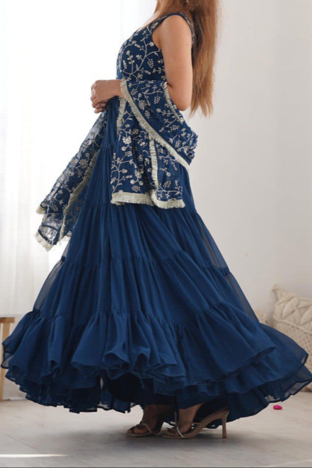 12 MTR Heavy Flair Designer Anarkali Suit With Heavy Work Dupatta