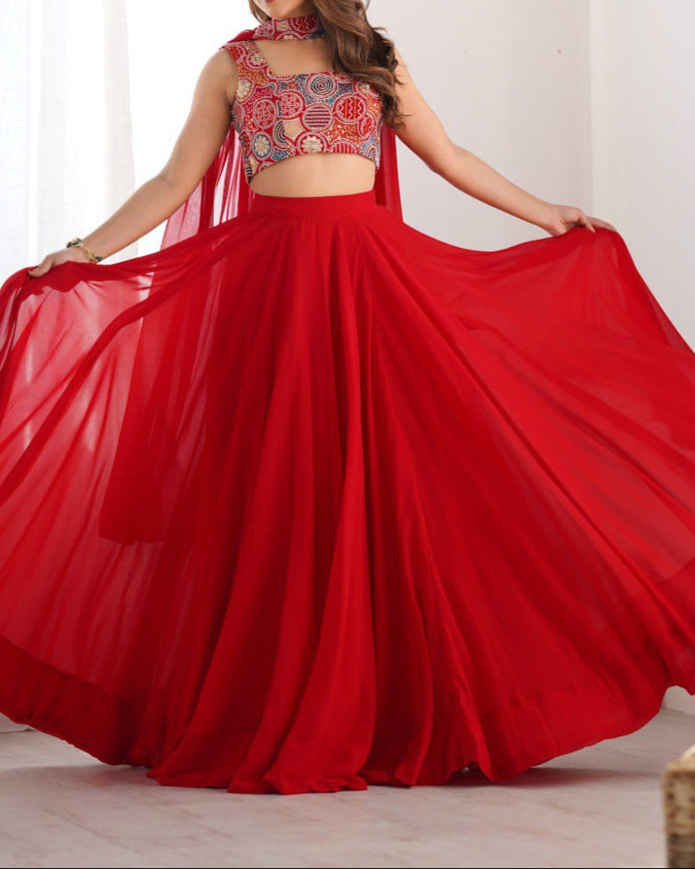 Wedding Special  Pure Soft Faux Georgette Fully Stitched Lehenga Choli