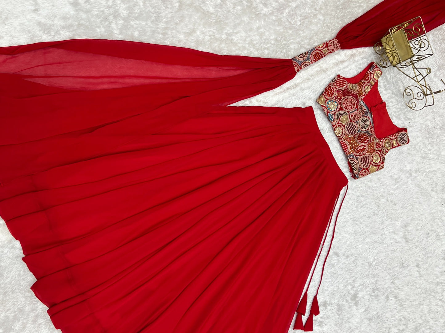 Wedding Special  Pure Soft Faux Georgette Fully Stitched Lehenga Choli