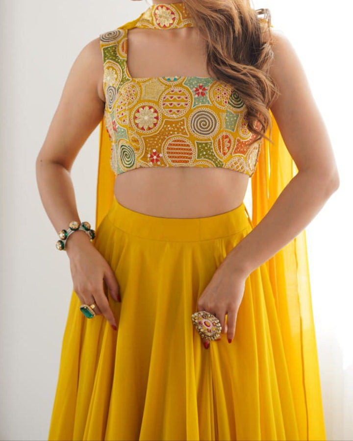 Wedding Special  Pure Soft Faux Georgette Fully Stitched Lehenga Choli