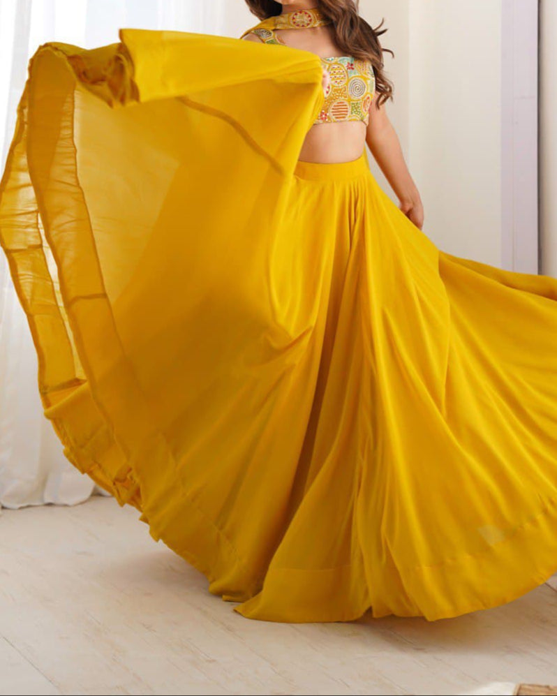 Wedding Special  Pure Soft Faux Georgette Fully Stitched Lehenga Choli