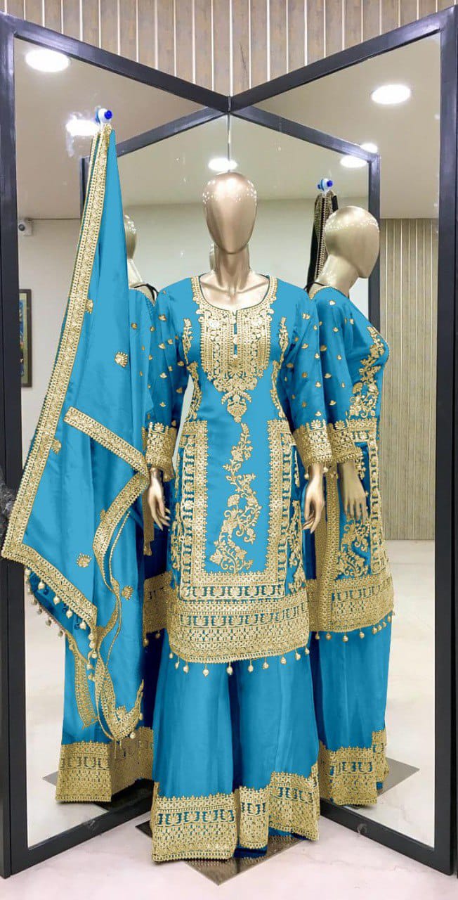 Eid Special Sequence Work Palazzo Suit Set