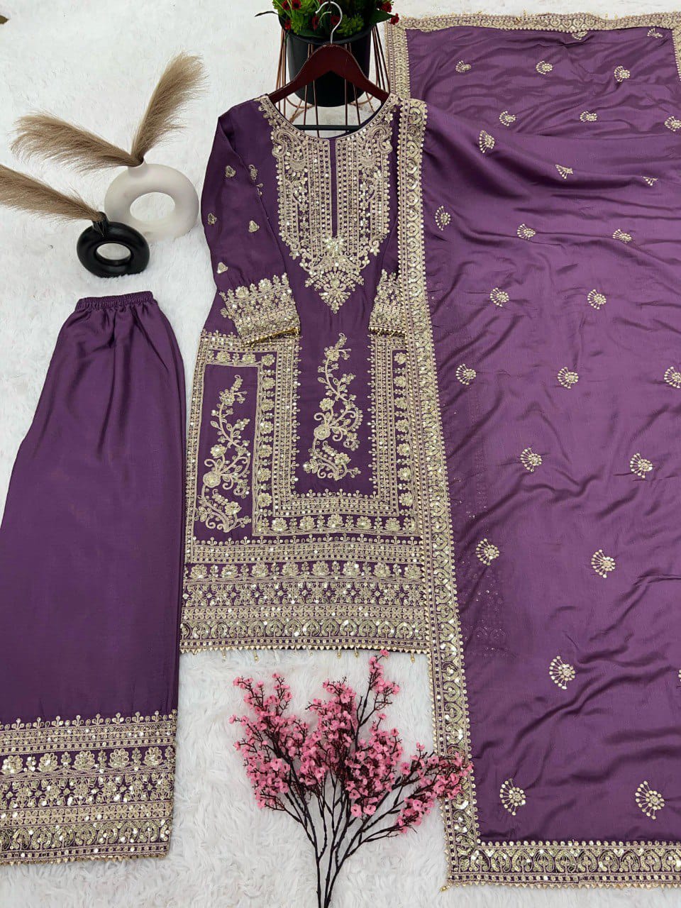 Eid Special Sequence Work Palazzo Suit Set