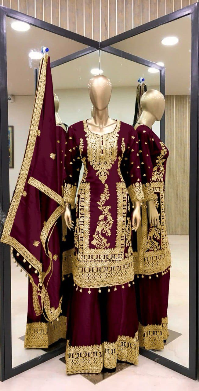 Eid Special Sequence Work Palazzo Suit Set