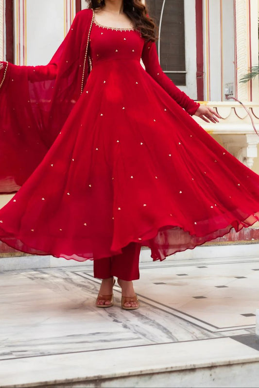 Wedding Special Handwork With Real Diamond Work Anarkali Suit