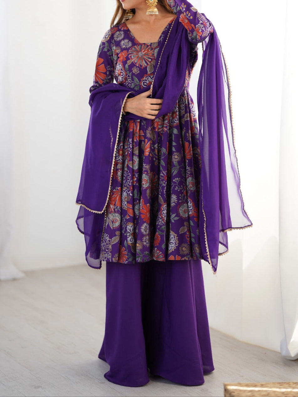 Haldi Special Kediya Kurti With Heavy Flair Palazzo & Dupatta