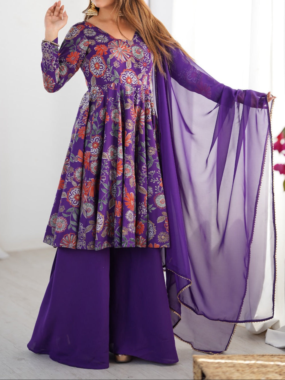 Haldi Special Kediya Kurti With Heavy Flair Palazzo & Dupatta