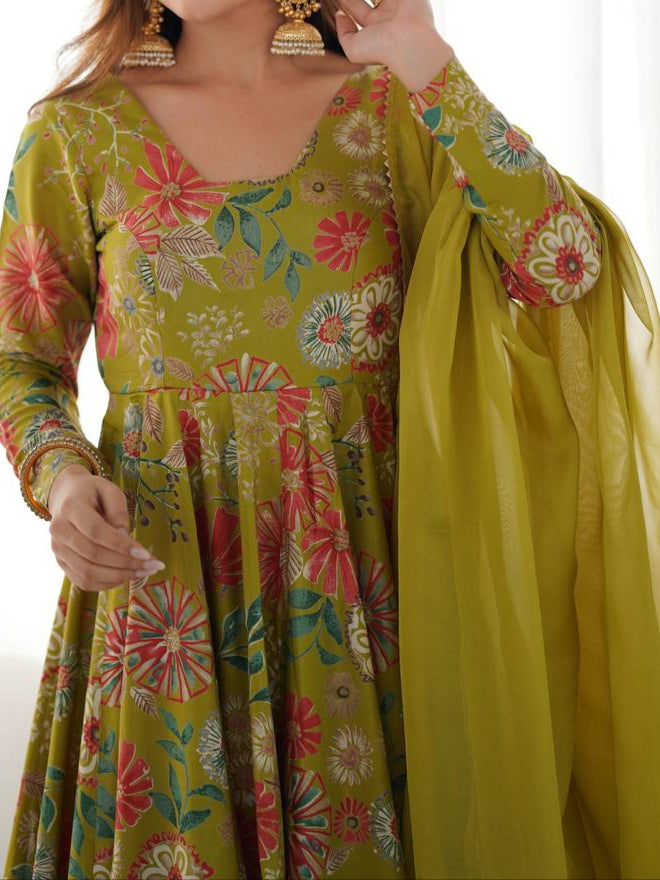 Haldi Special Kediya Kurti With Heavy Flair Palazzo & Dupatta