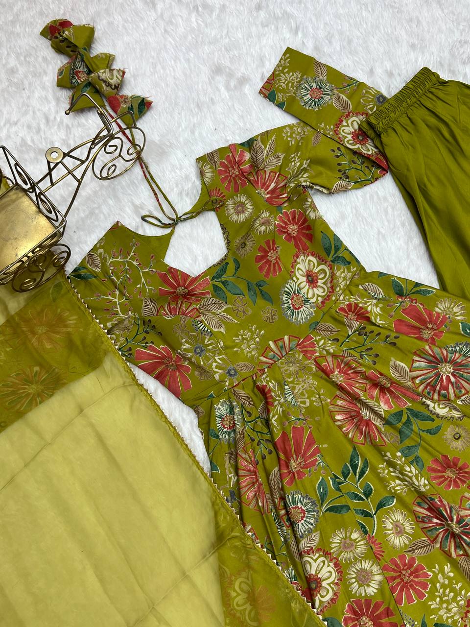 Haldi Special Kediya Kurti With Heavy Flair Palazzo & Dupatta