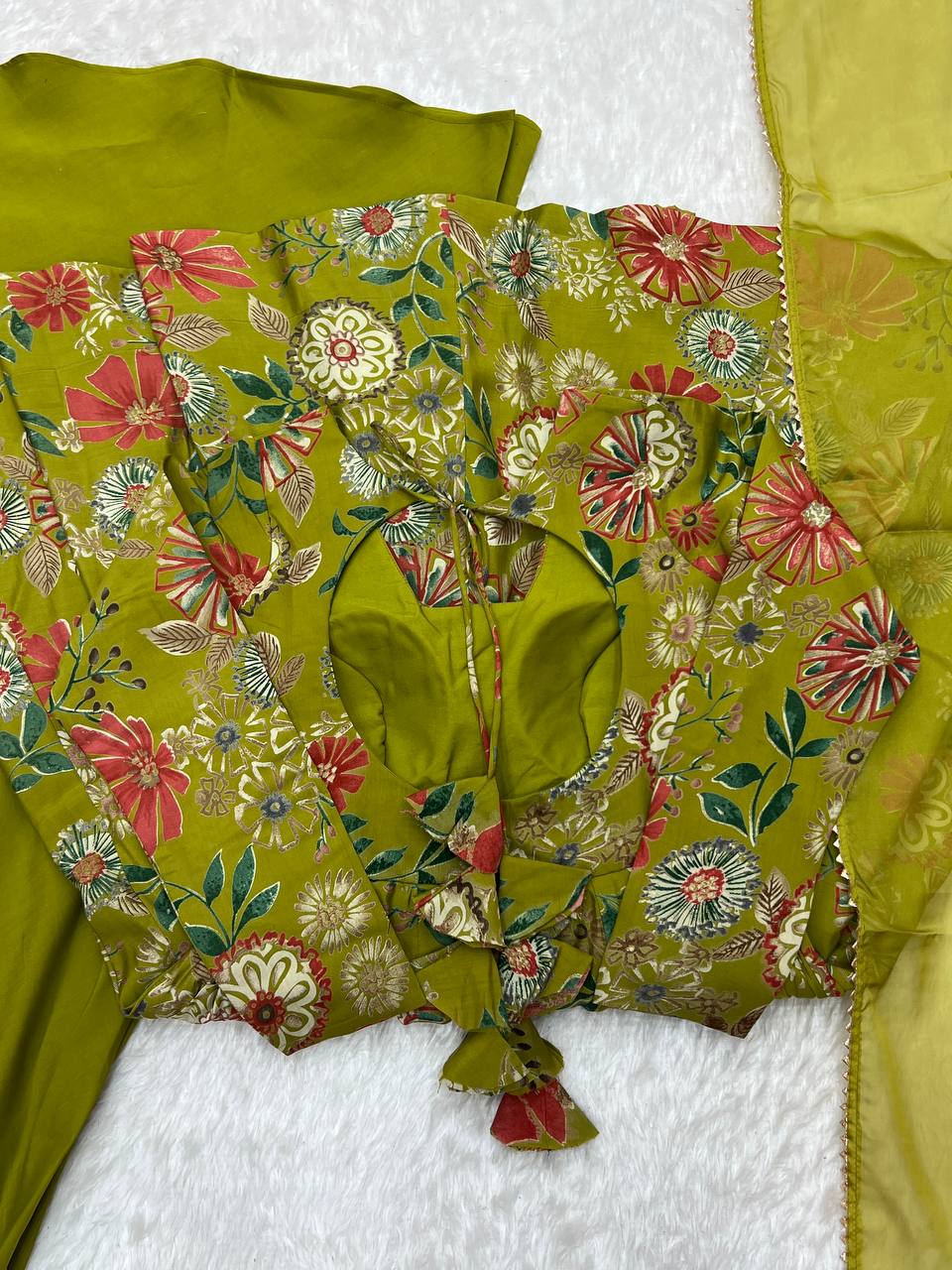 Haldi Special Kediya Kurti With Heavy Flair Palazzo & Dupatta
