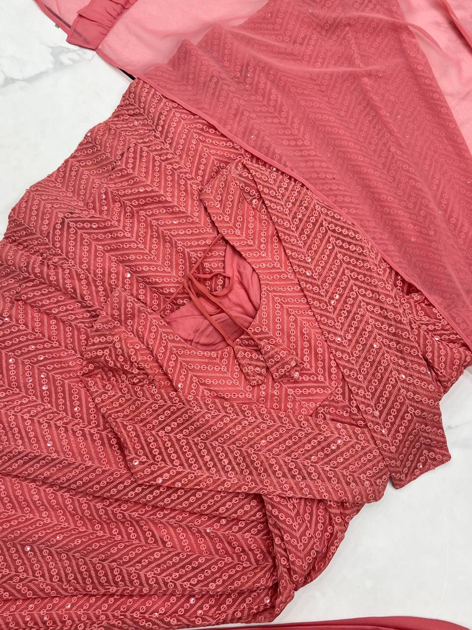 Wedding Special Luchnowi Sequence Work Anarkali Suit Set