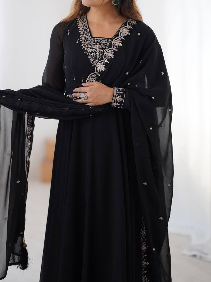 Beautiful Fancy Embroidery beads & Jari Work Anarkali Suit Set