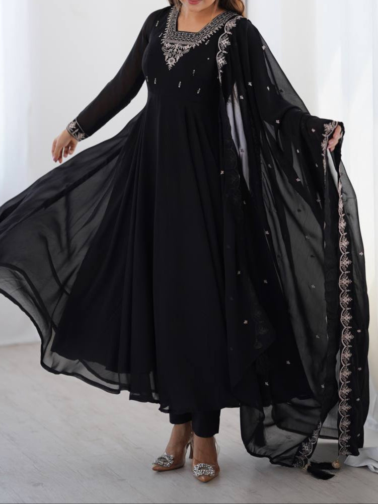 Beautiful Fancy Embroidery beads & Jari Work Anarkali Suit Set