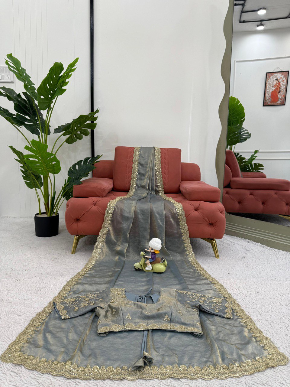 Designer Fendi Silk Sequence Work Saree