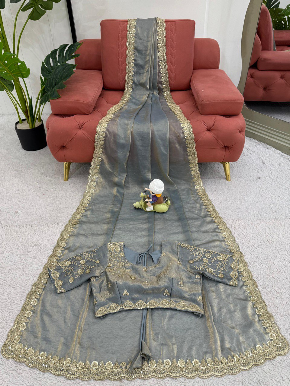 Designer Fendi Silk Sequence Work Saree