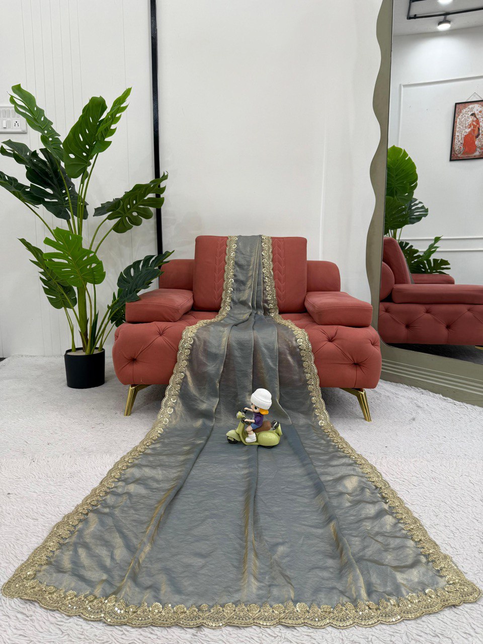 Designer Fendi Silk Sequence Work Saree