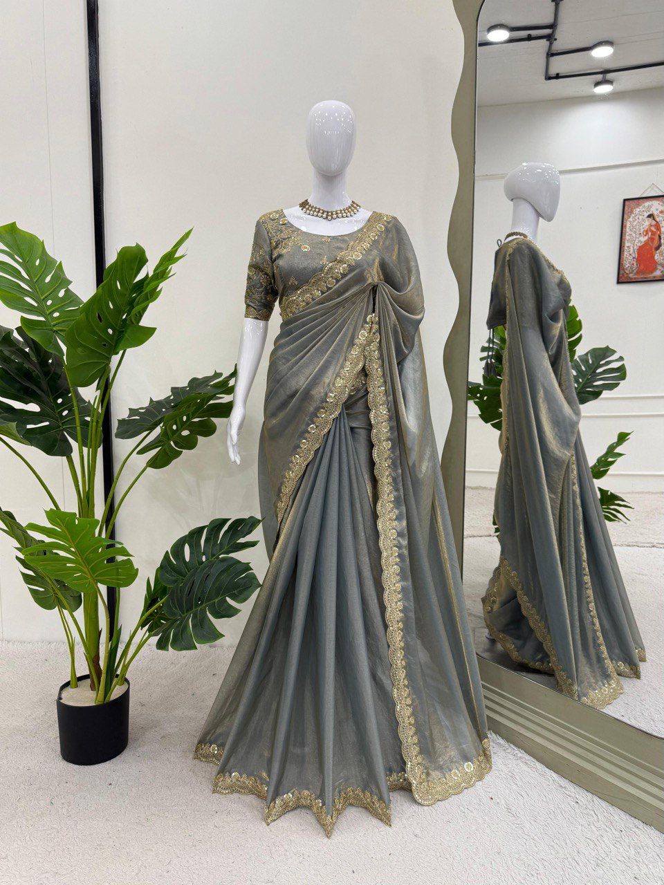 Designer Fendi Silk Sequence Work Saree