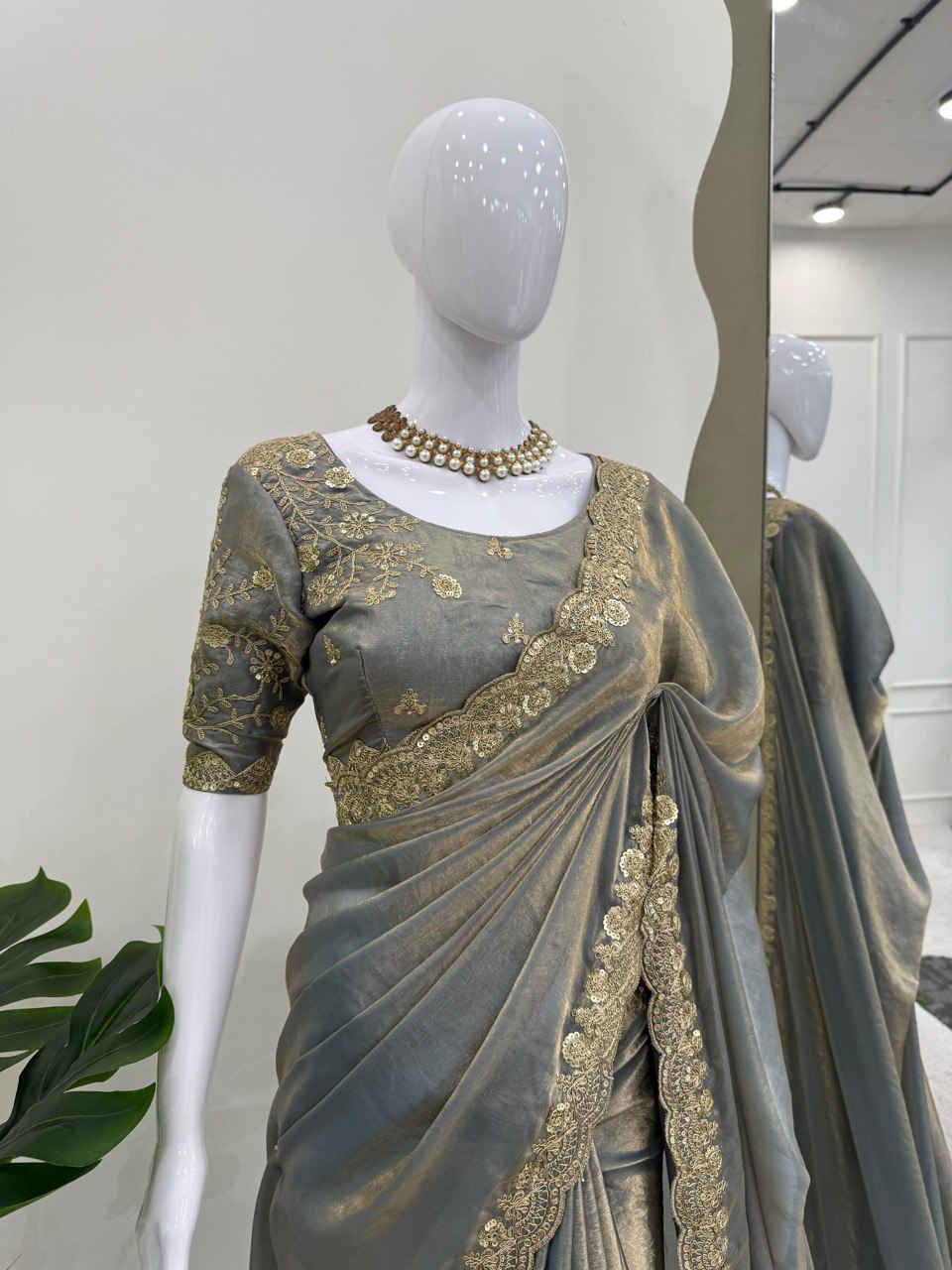 Designer Fendi Silk Sequence Work Saree