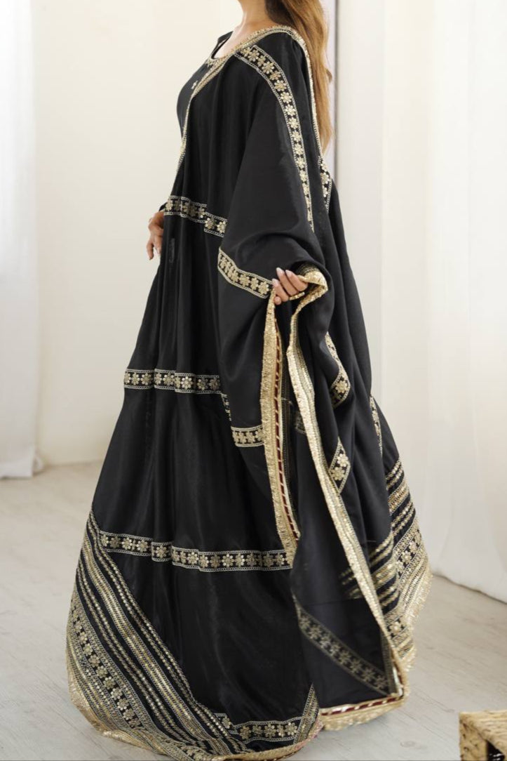 Chinon & Thread With Sequence  Lace Border Heavy Anarkali Suit Set