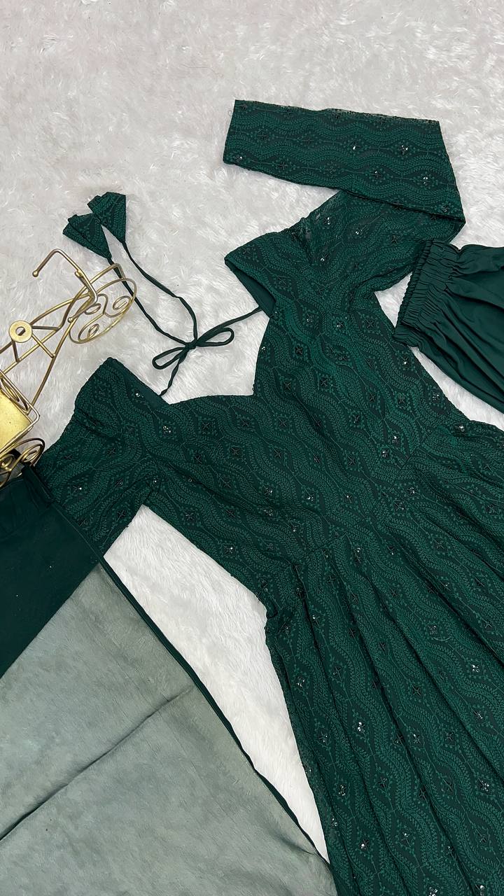 Fully Flair Kali Pattern & Canvas Patta With Dupatta Anarkali Set