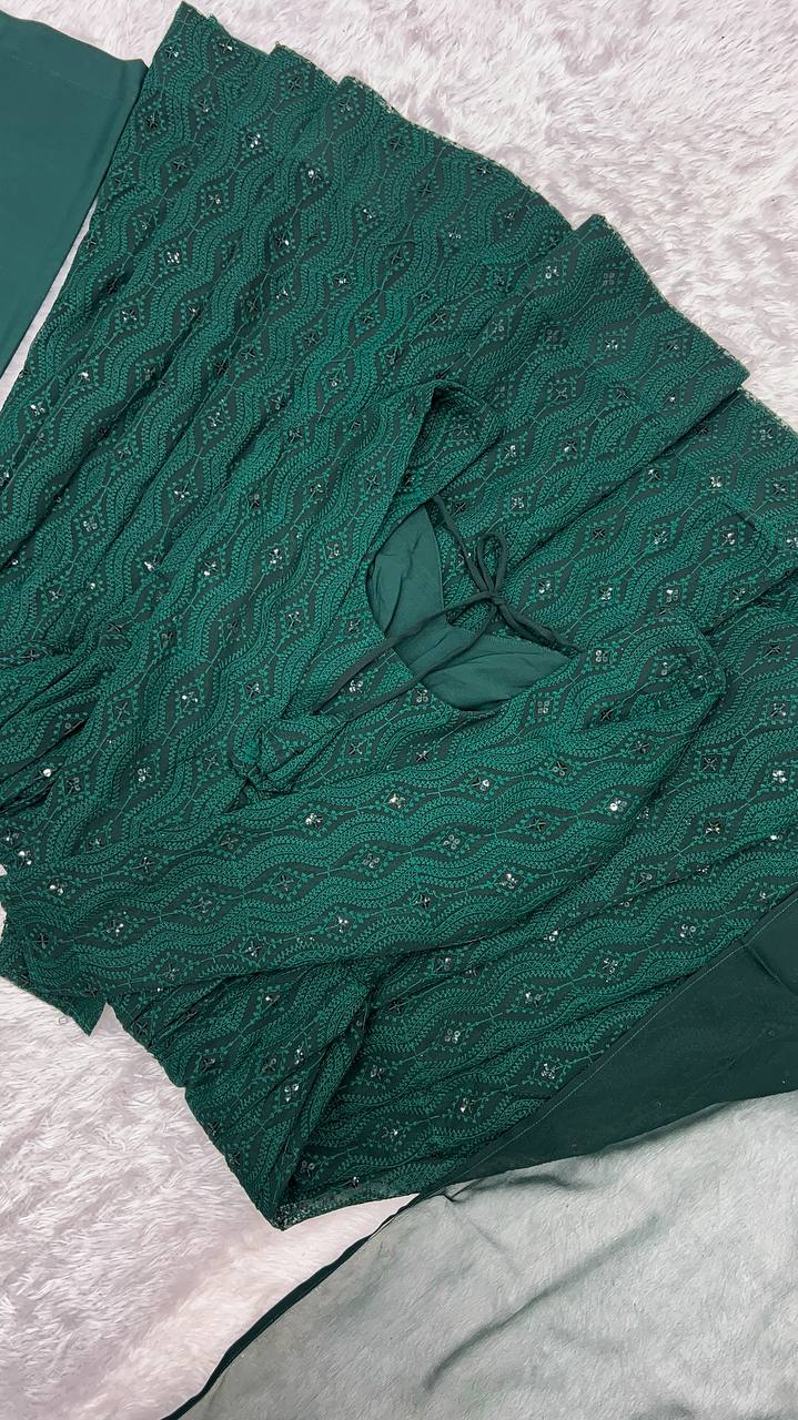 Fully Flair Kali Pattern & Canvas Patta With Dupatta Anarkali Set