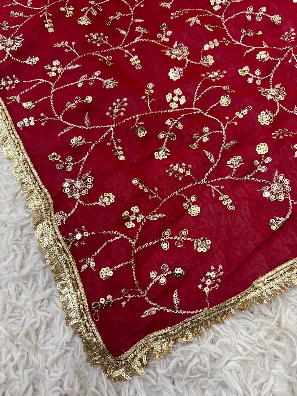 Wedding Special Embroidery Sequence Work Saree